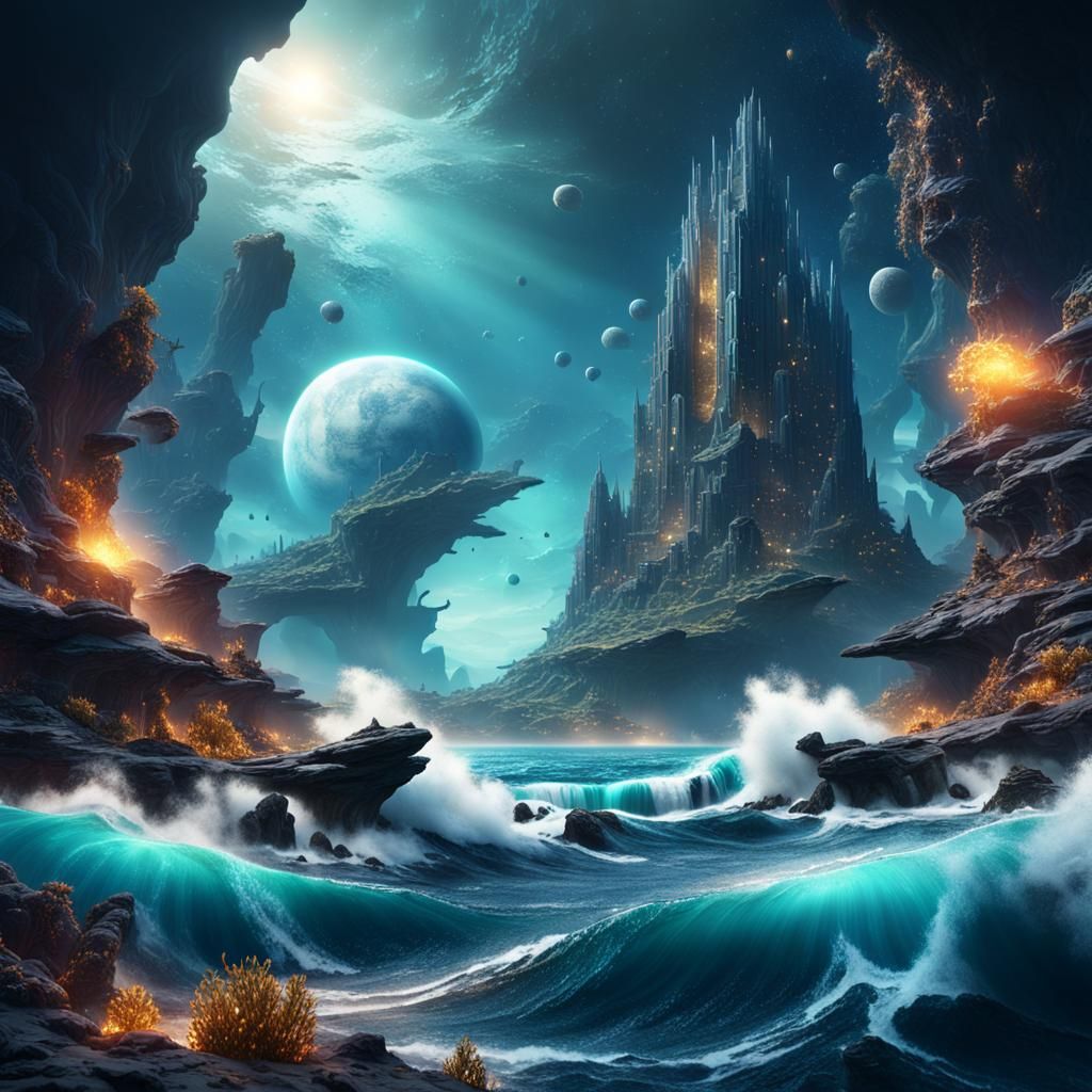 Fantastical Outer Space Ocean Concept Art