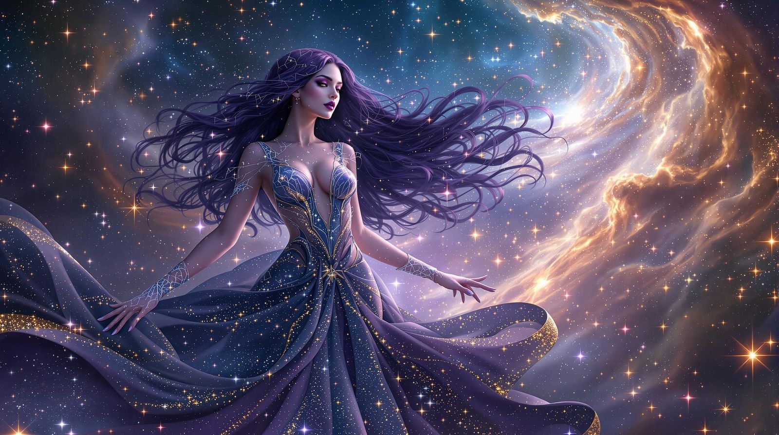 Celestial Woman in Art Nouveau Style