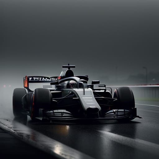 Cinematic Formula One Car in Rainy Conditions