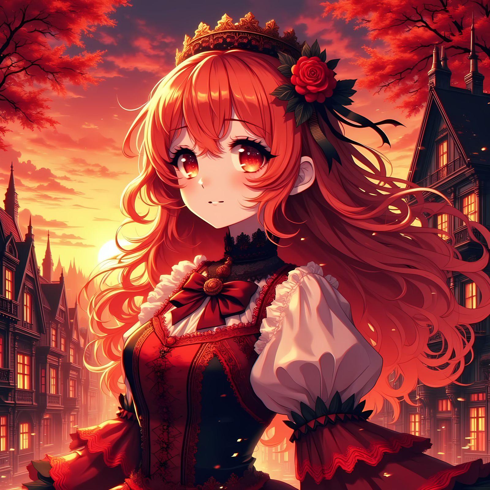 Autumn Anime Girl Portrait in Ghibli Style