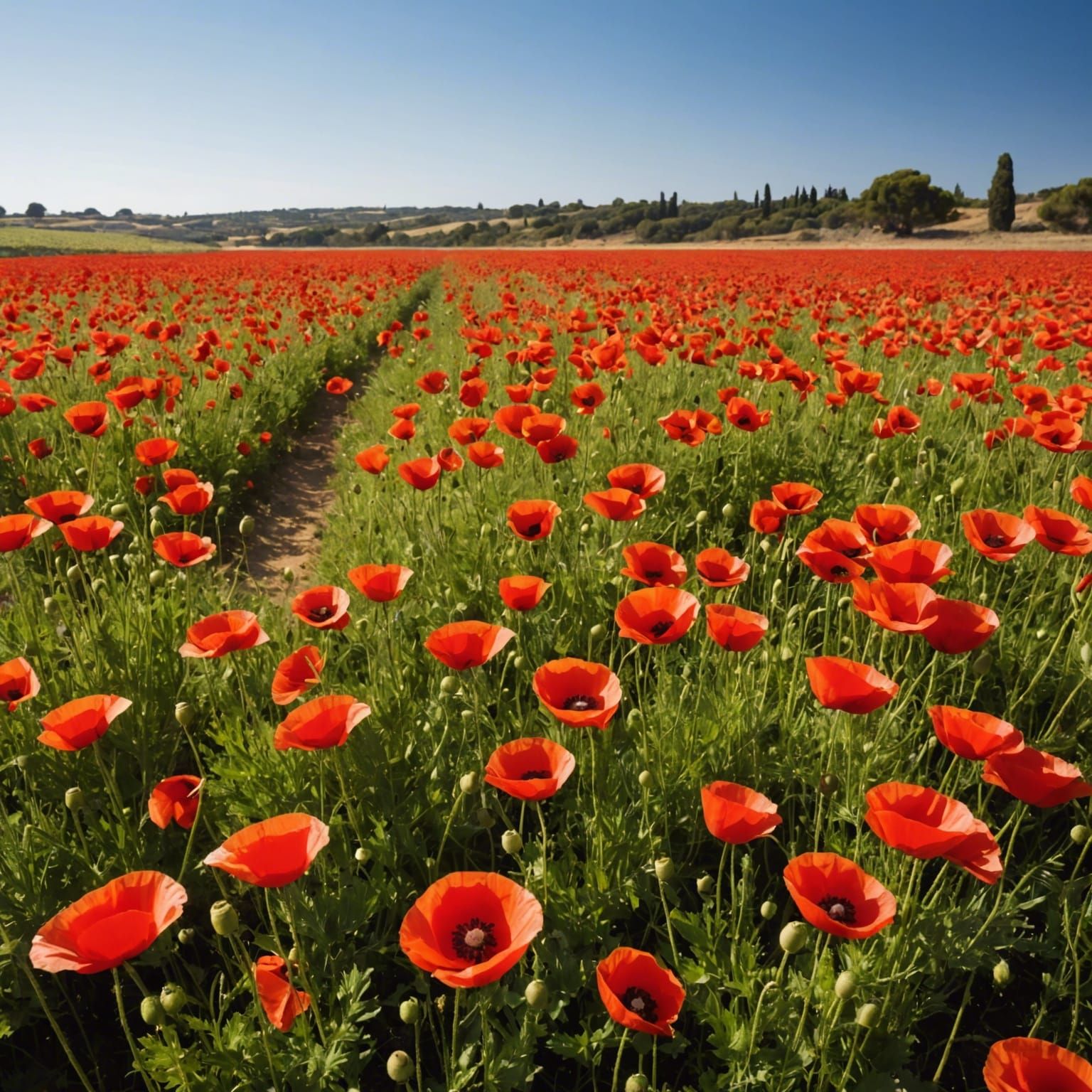 Poppy Field at Gallipoli in Sunlight