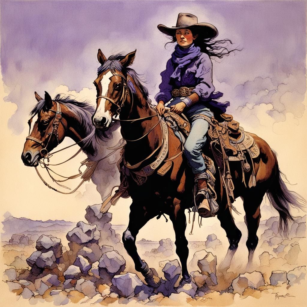 Cowgirl in Purple: Western Art and Storybook Illustration