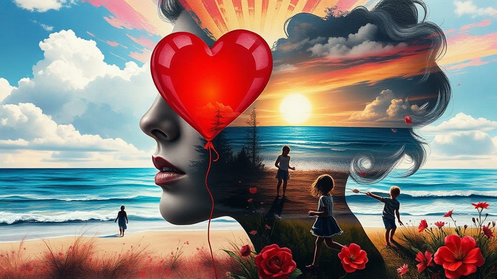 Double Exposure Portrait in Neo-Impressionism Style