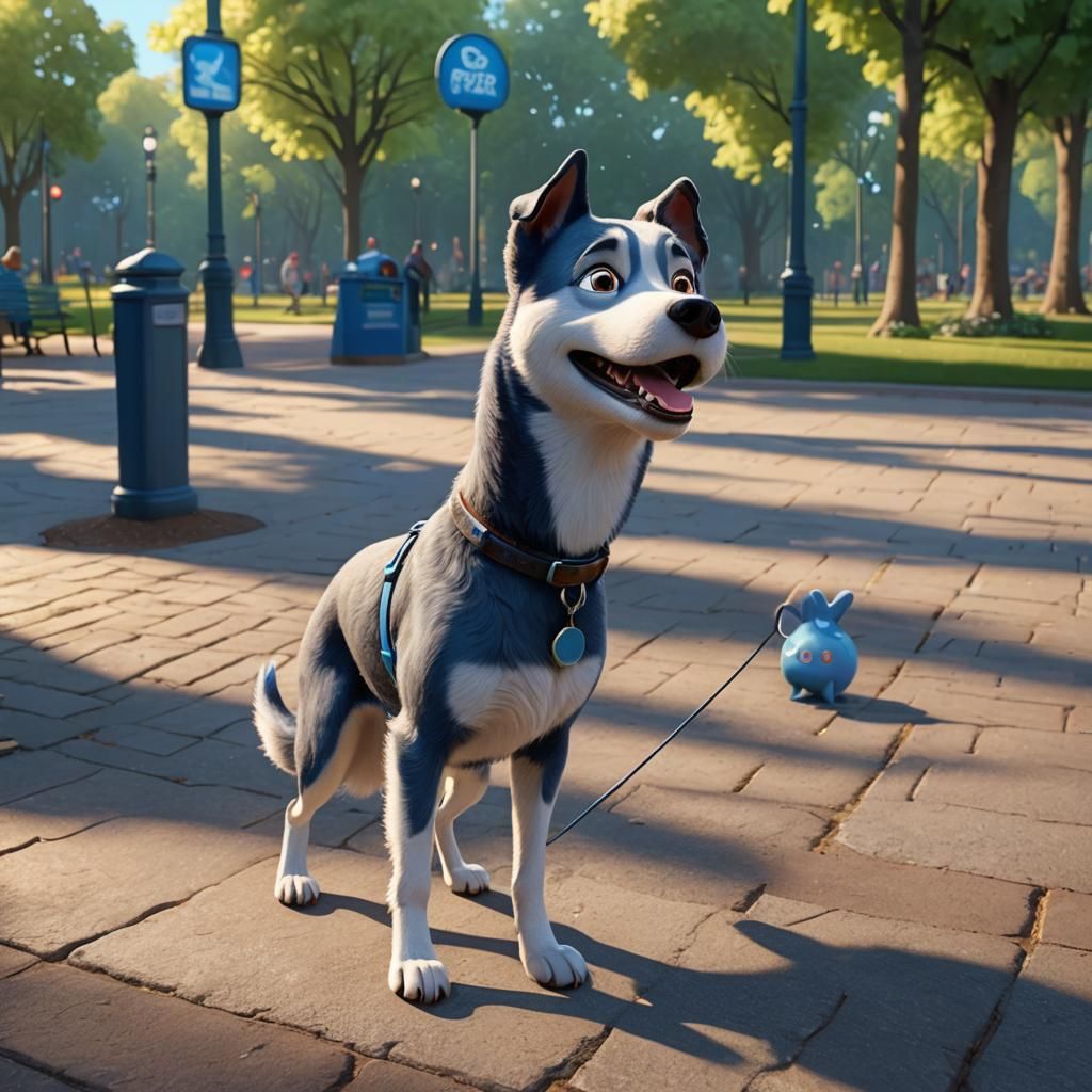 Bluey the Dog at the Park: Pixar-Style 3D Art