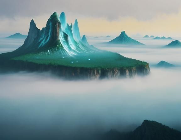 Surreal Floating Islands Landscape in Oil on Canvas