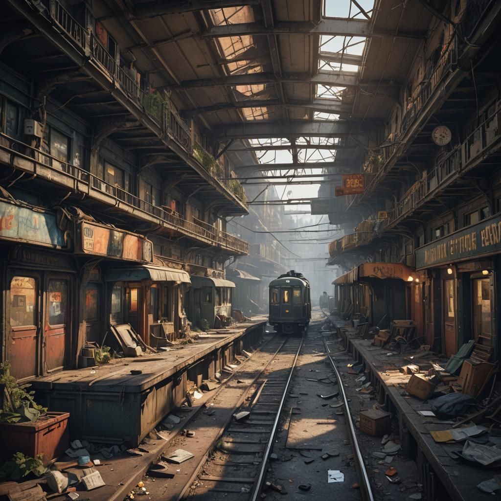 Shanty Town Metro Station in Detailed Digital Painting