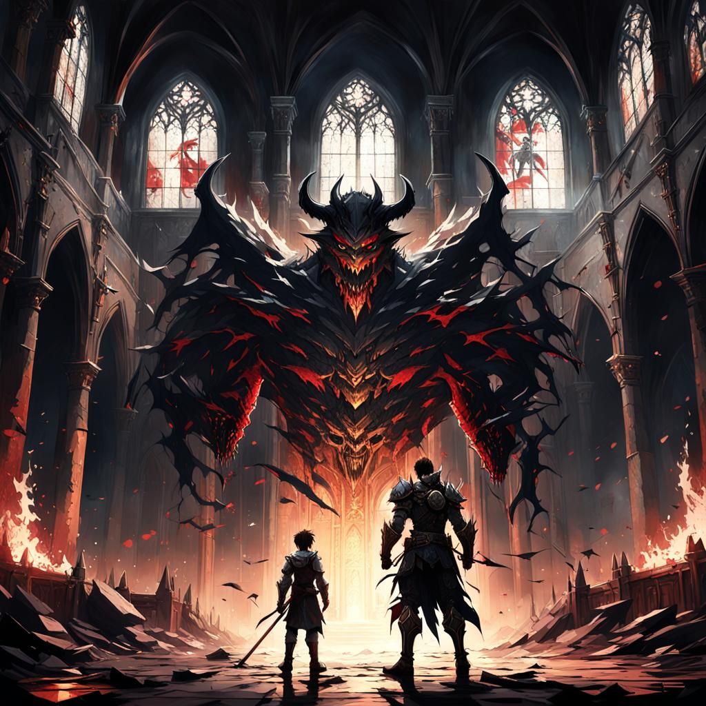 Warrior vs Devil: Dark Fantasy Anime Art