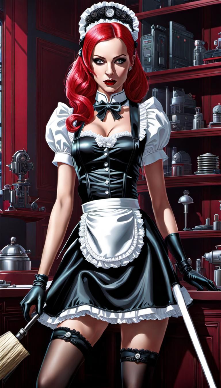 Cyberpunk Android Maid: Gothic Horror Movie Poster