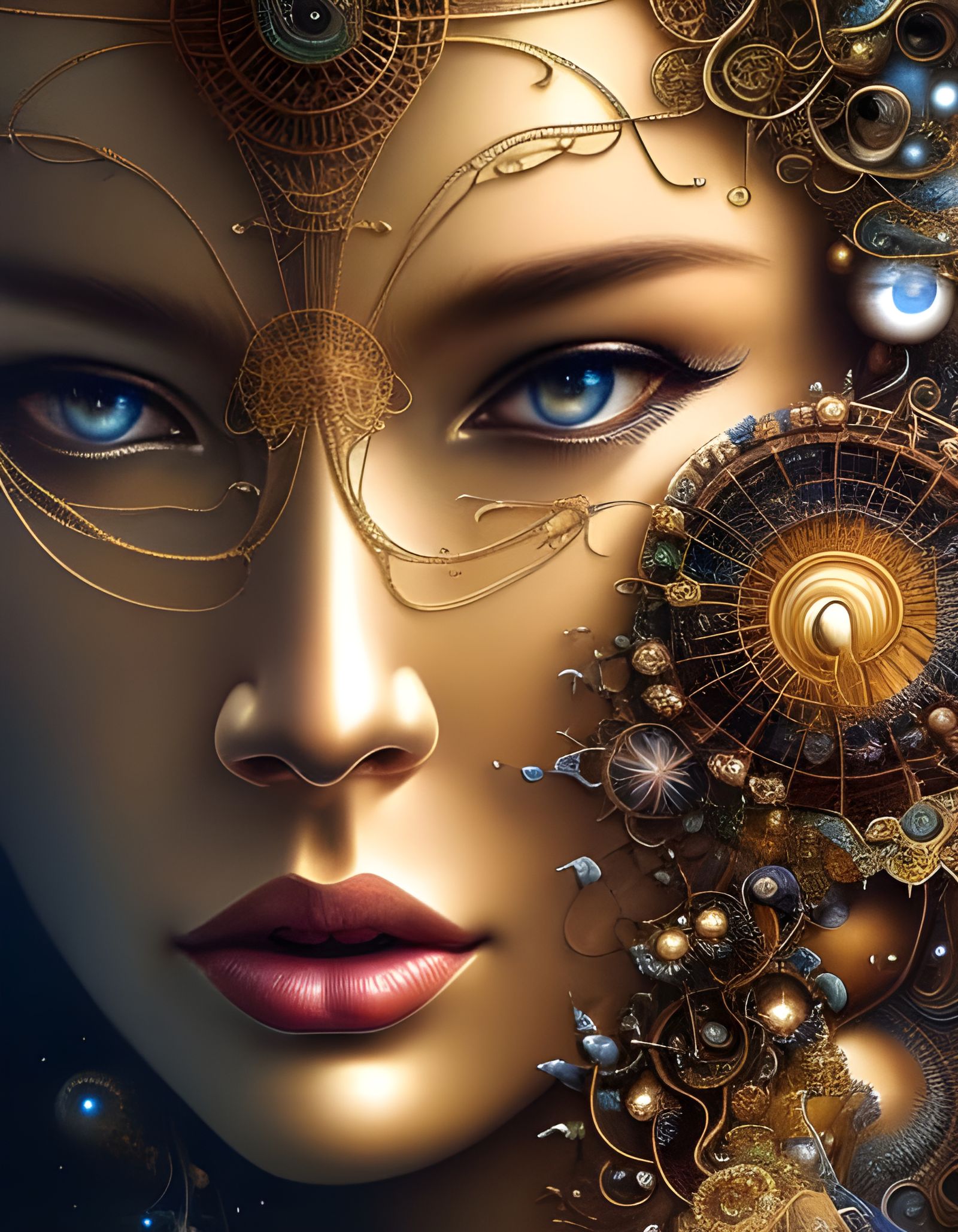 Fractal Woman Portrait in Fantasycore Style