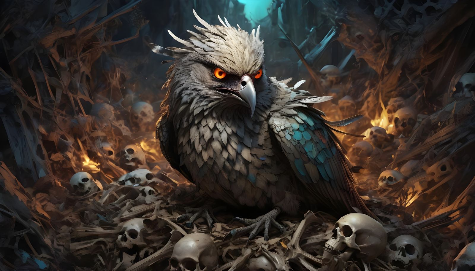 Angry Bird Gatekeeper on Pile of Bones