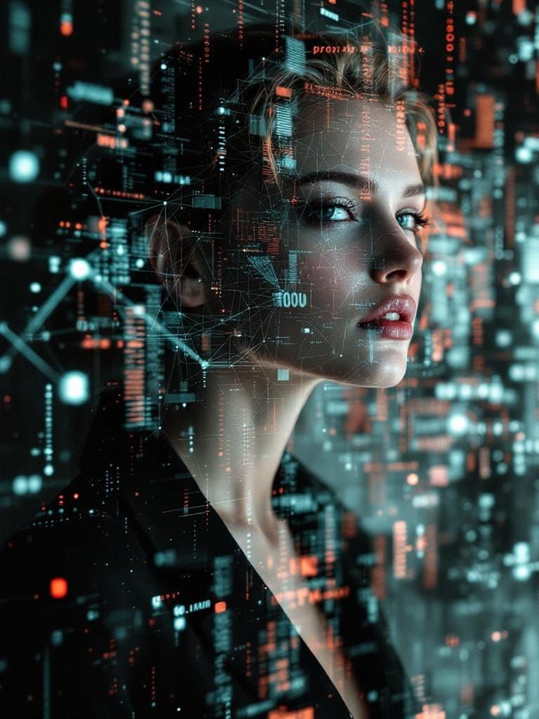 Glitch Art Fusion: Digital Artifacts Overlay Reality