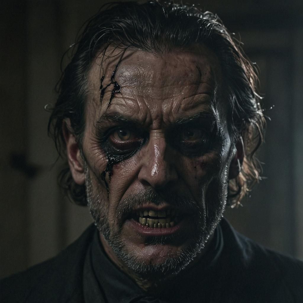 Menacing Villain Portrait in Hyperrealism Style