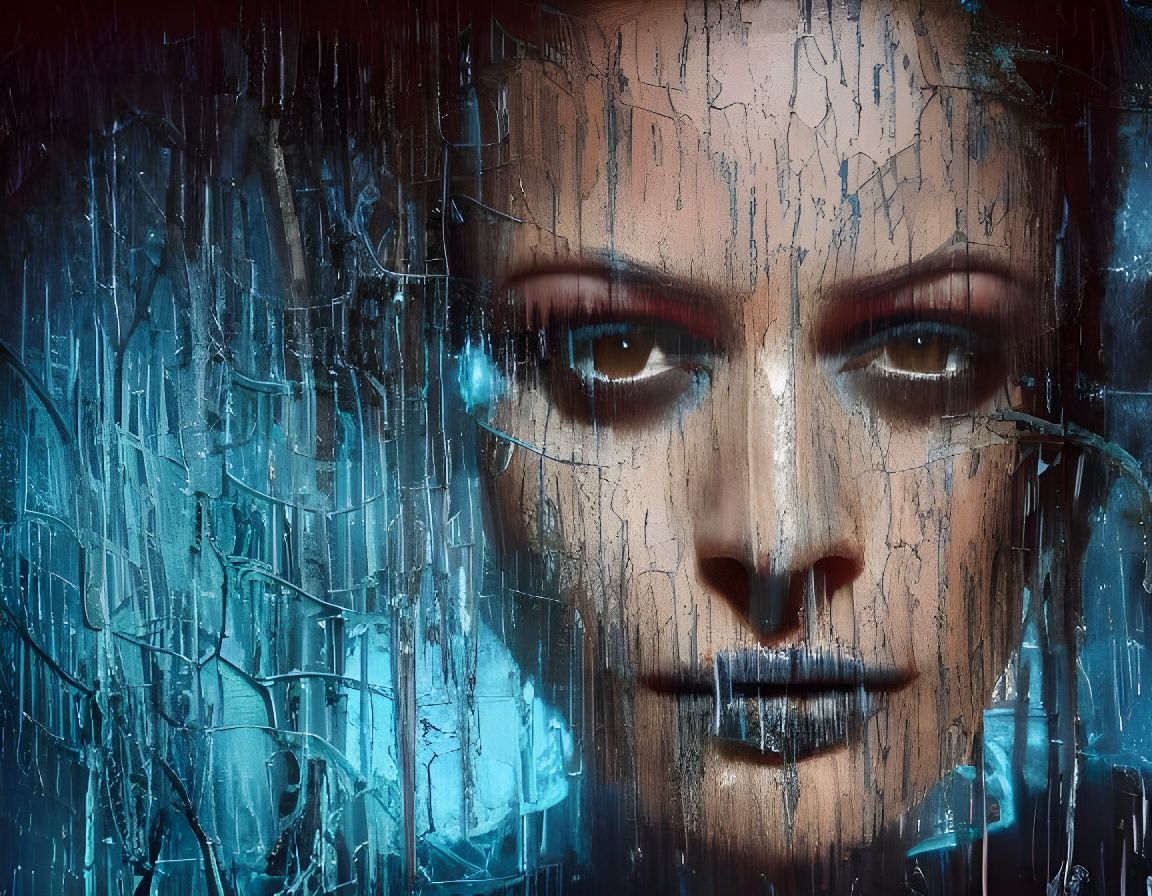 Double Exposure Portrait in Cyberpunk Style