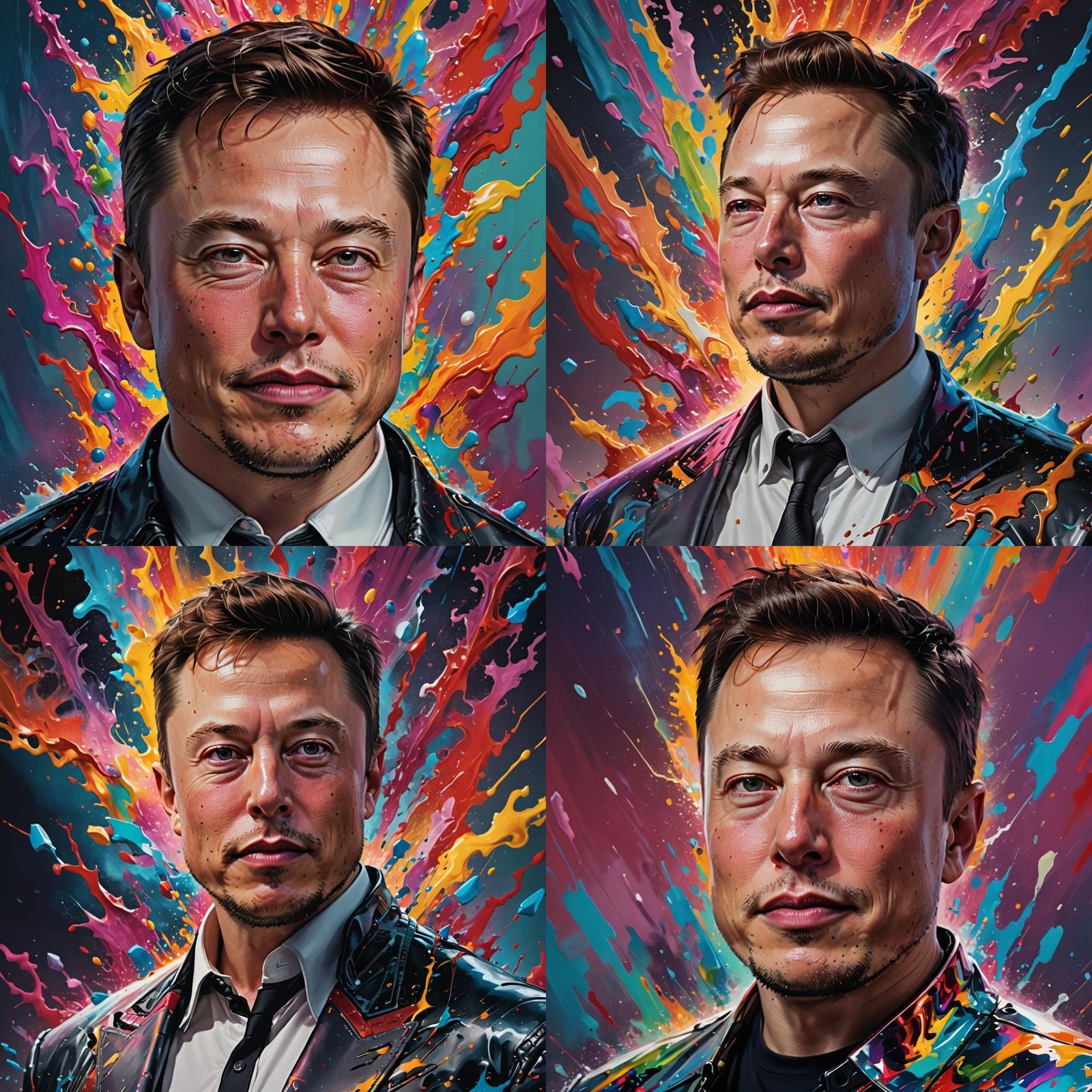 Hyperrealistic Portrait of Elon Musk in Splash Art Style