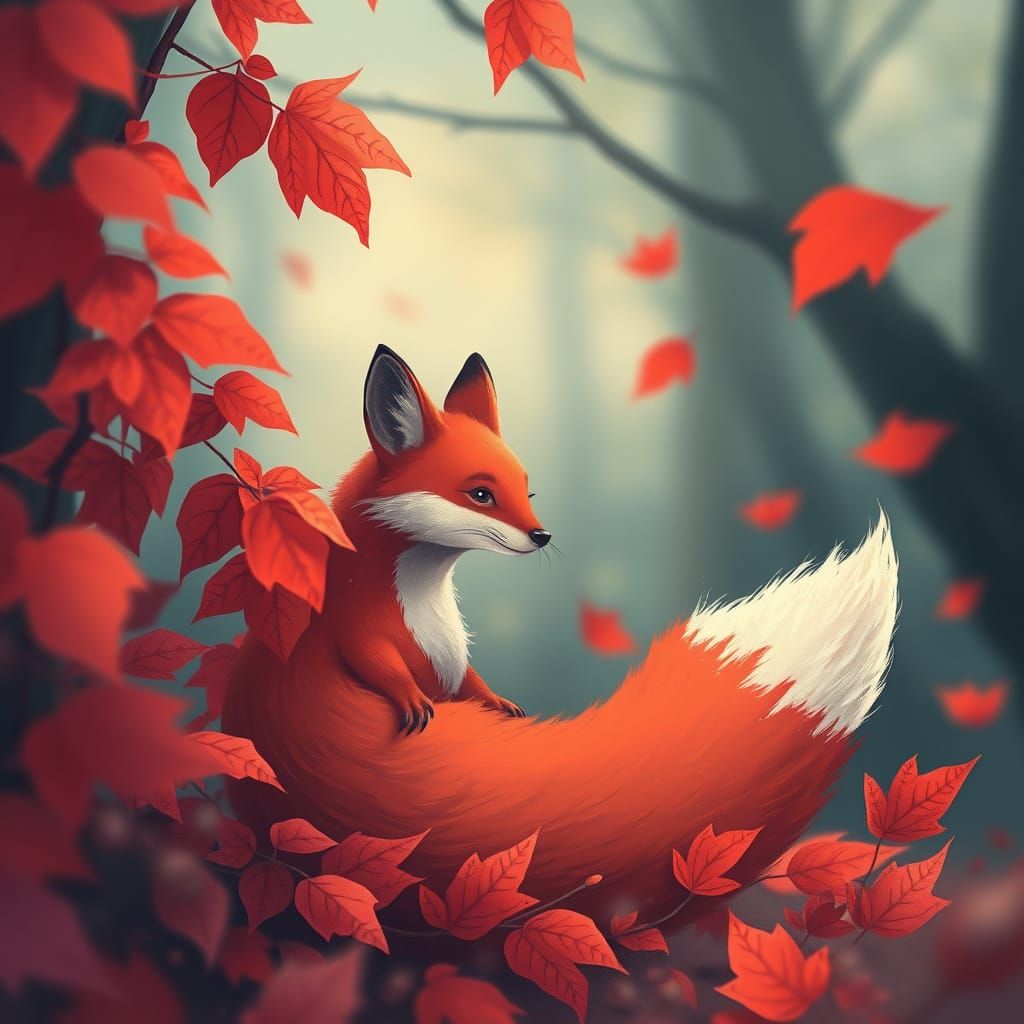 Fox in Autumn Forest with macOS Ventura Interface
