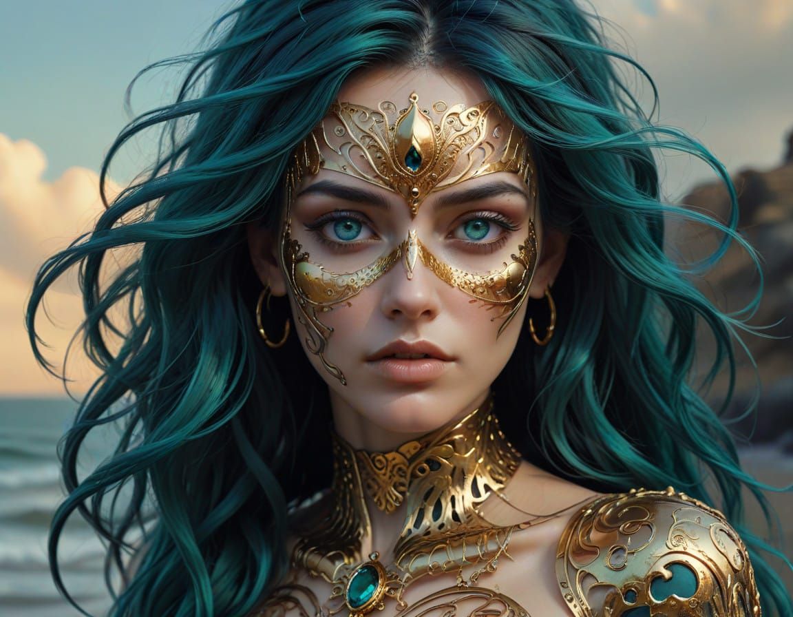 Ethereal Goddess in Cyberpunk Splendor