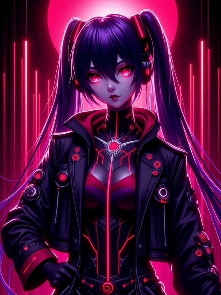 An anime style image of a Modern Goth style Hatsune Miku in ...