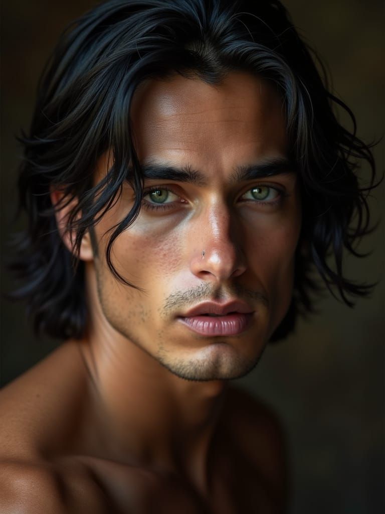 Chiseled Modern Adonis in Dramatic Lighting