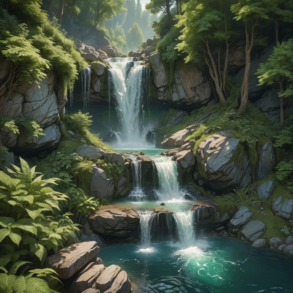 Waterfall Oasis Concept Art in 8k Resolution