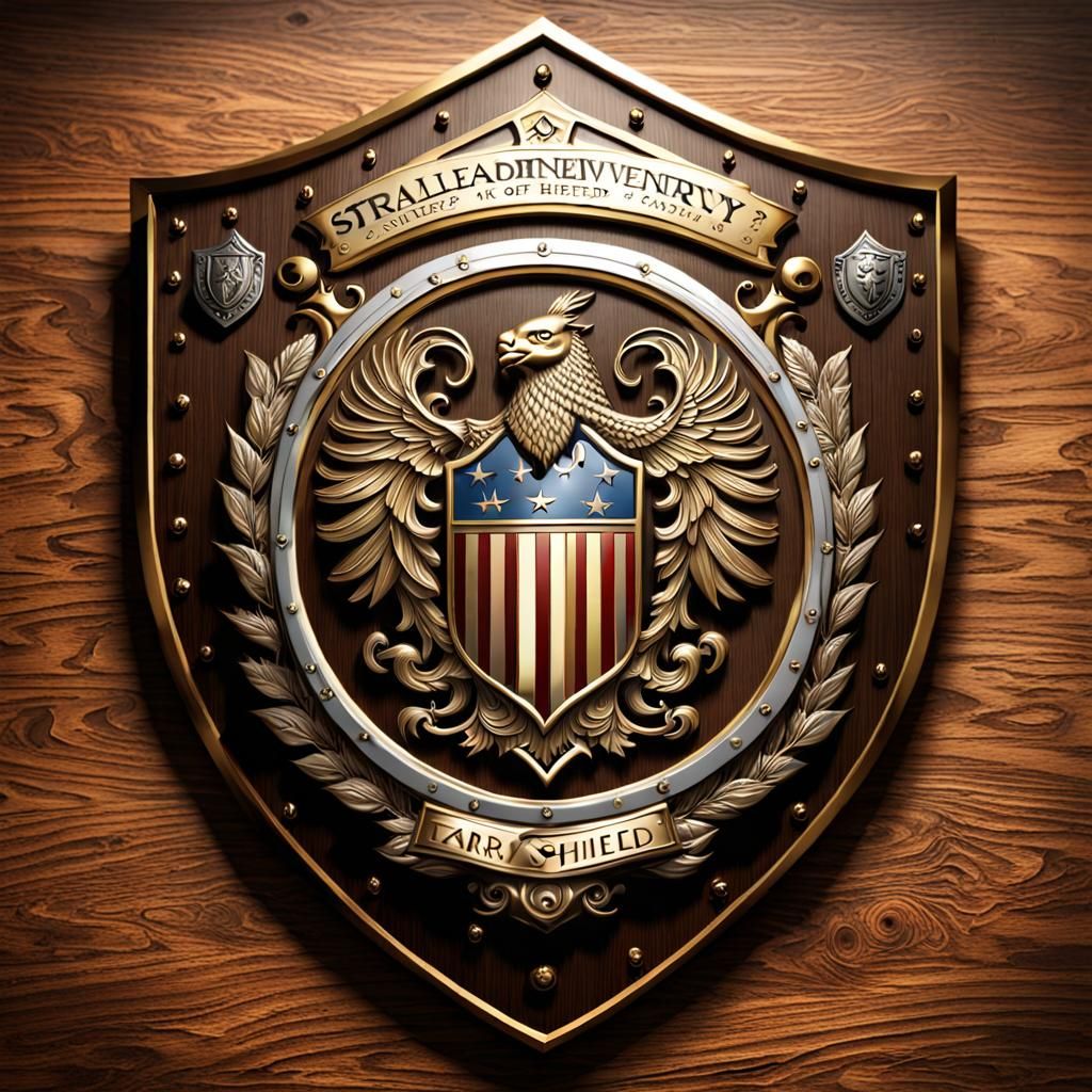 Detailed Family Crest Shield with Symbolic Elements