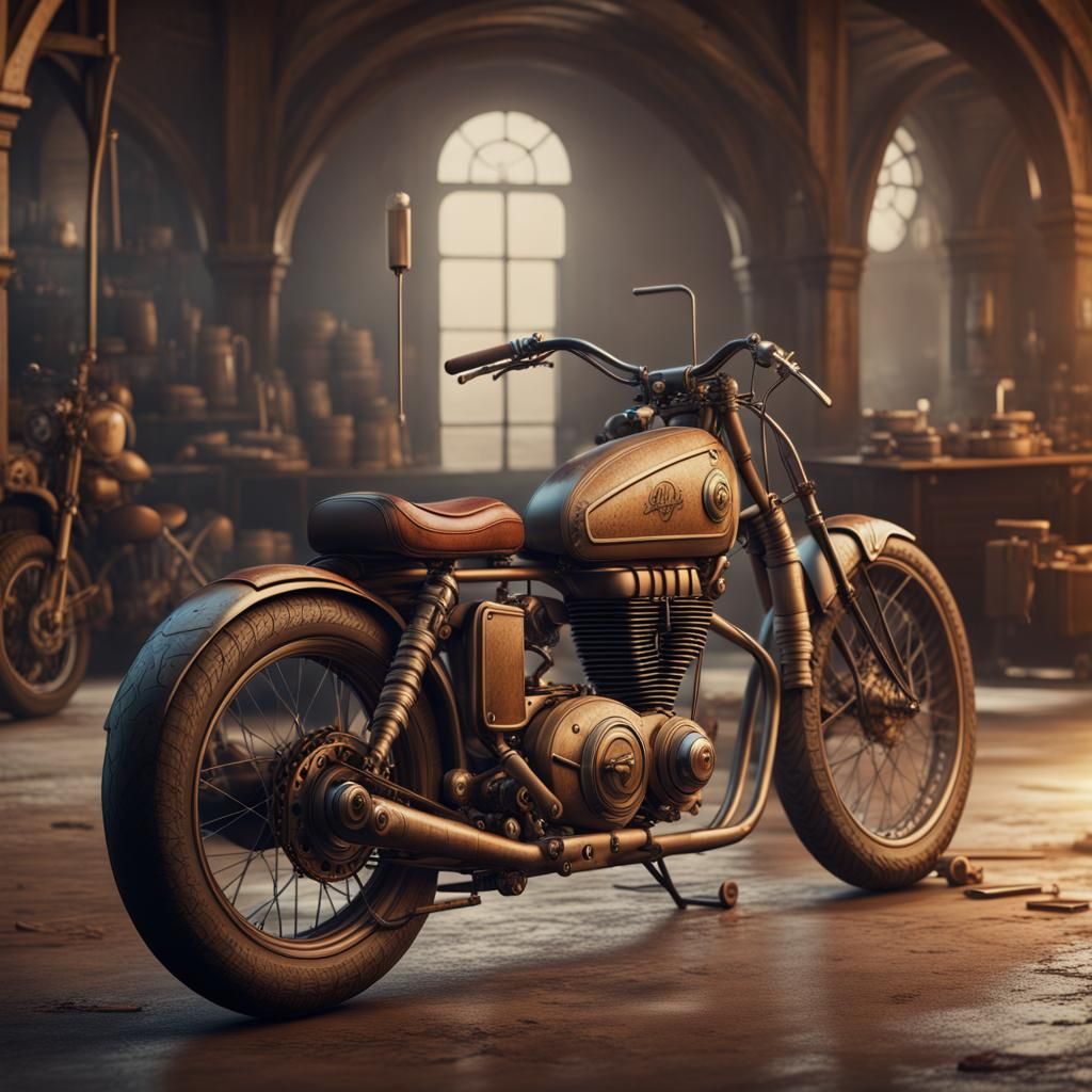 Vintage Motorcycle in Da Vinci Style