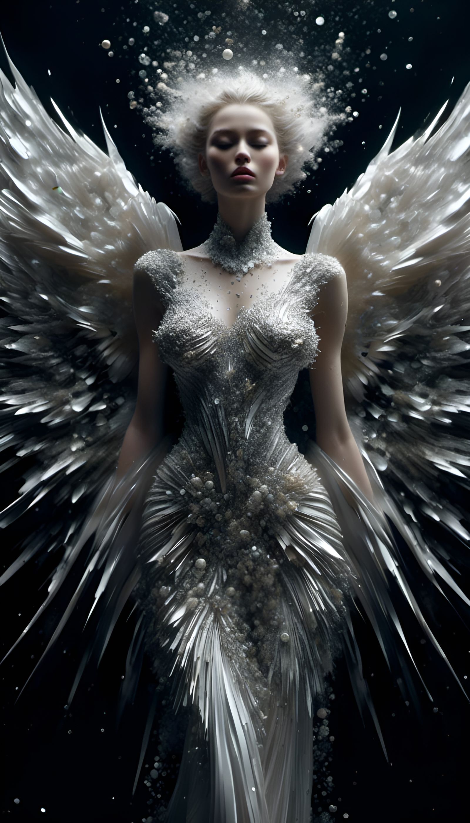 Glittering Abyssal Angel in Surreal Style
