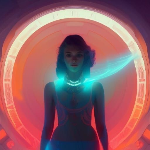 Hologram Concept Art in Orange and Teal