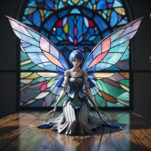 Fairies with Stained Glass Wings in Anime Style