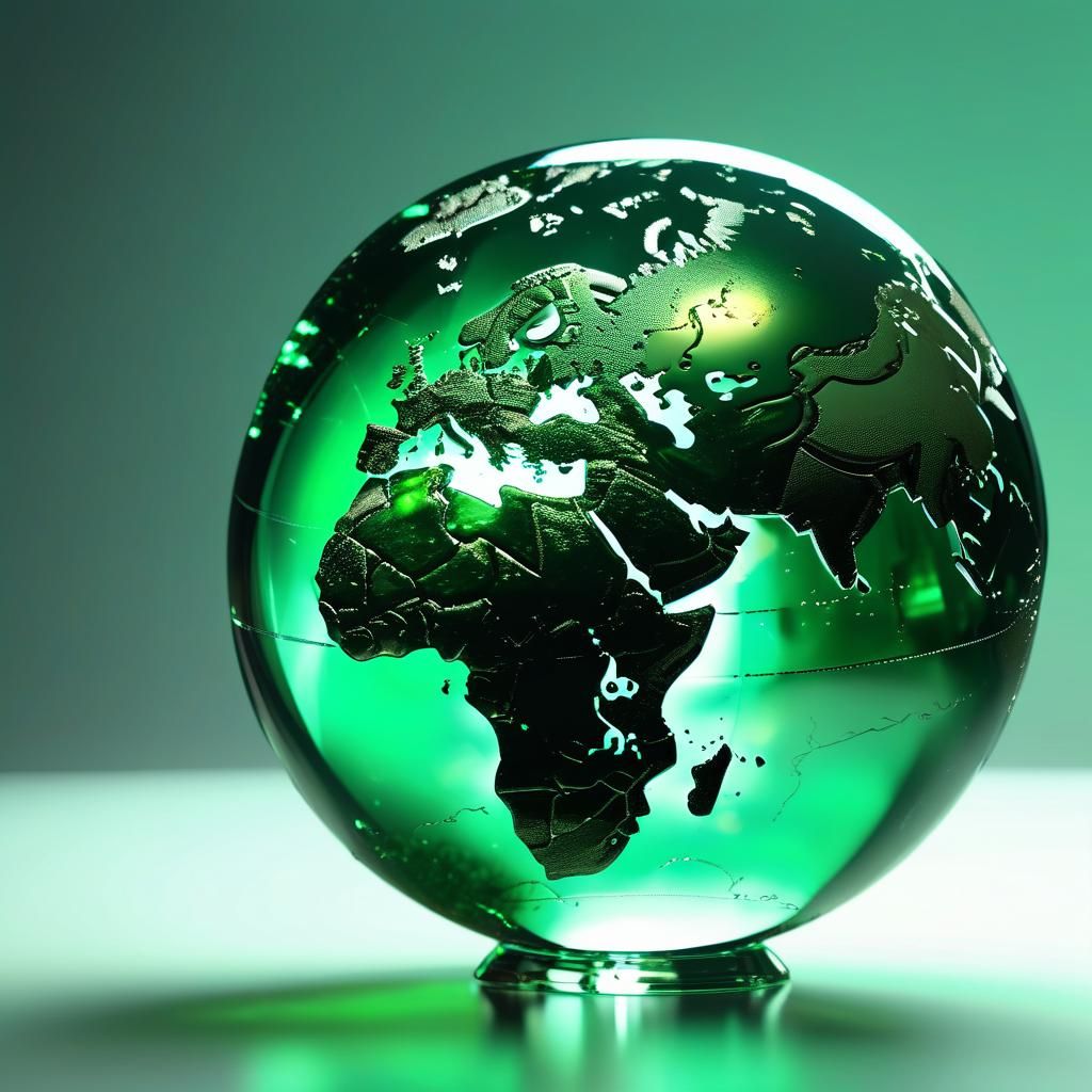Emerald Glass Earth Globe Figurine in Slow Motion