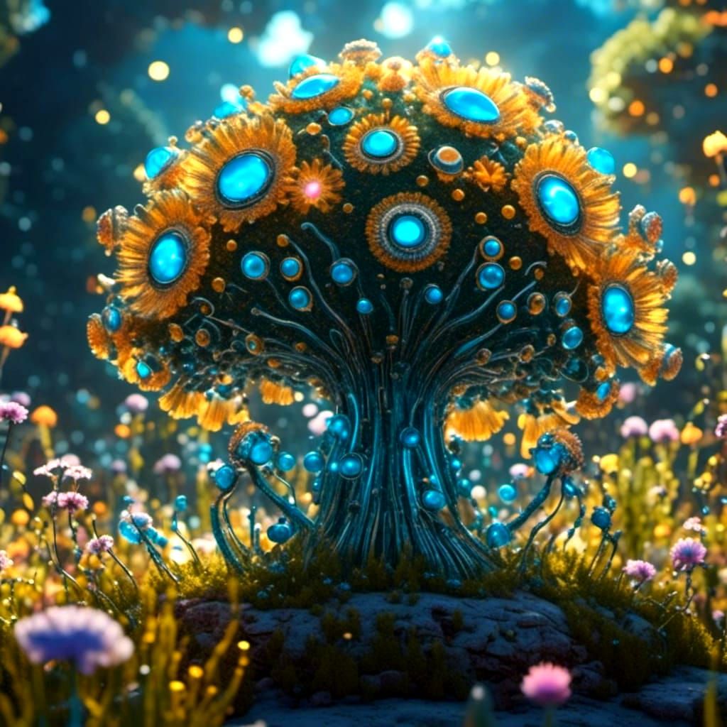 <lora:Ferrofluid Factory:1.0> <lora:Flowers one:1.0> extraterrestrical