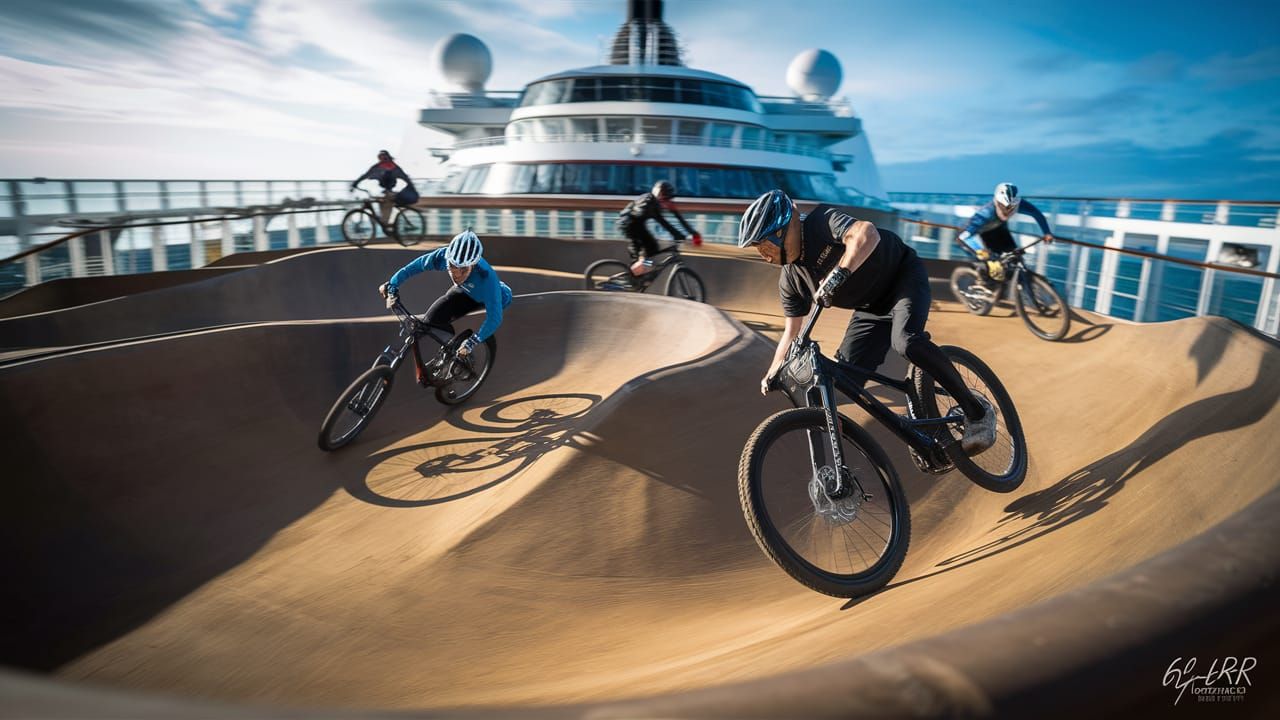 Mountain Bikers on Cruise Ship Pumptrack