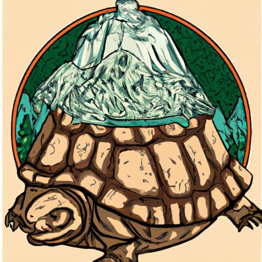 Giant Turtle with Forest Mountain Shell