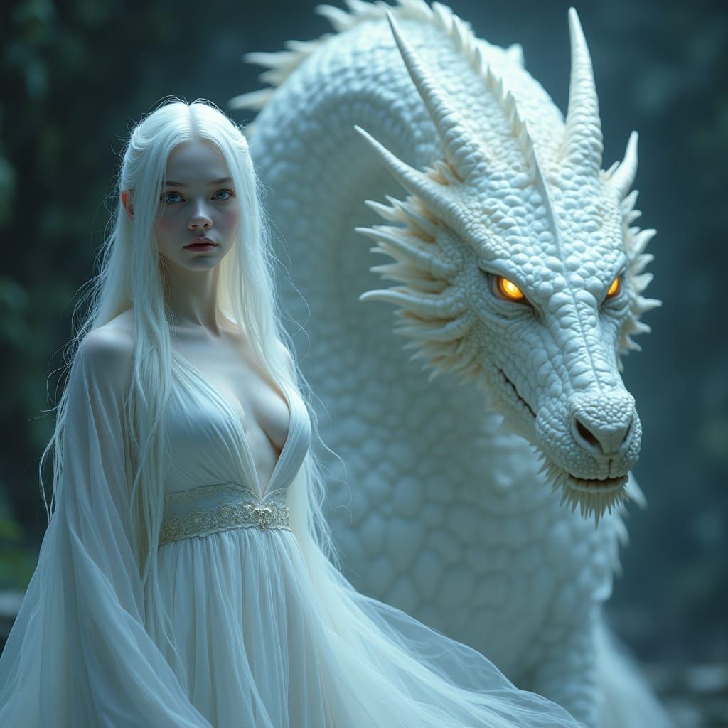 white haired woman she is blind with pale eyes,