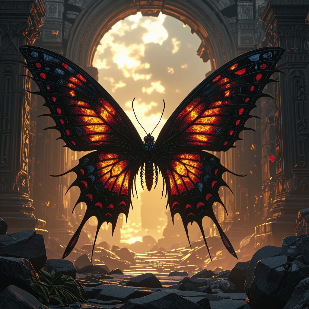 Itzpapalotl Shades in Dark Fantasy Ruins