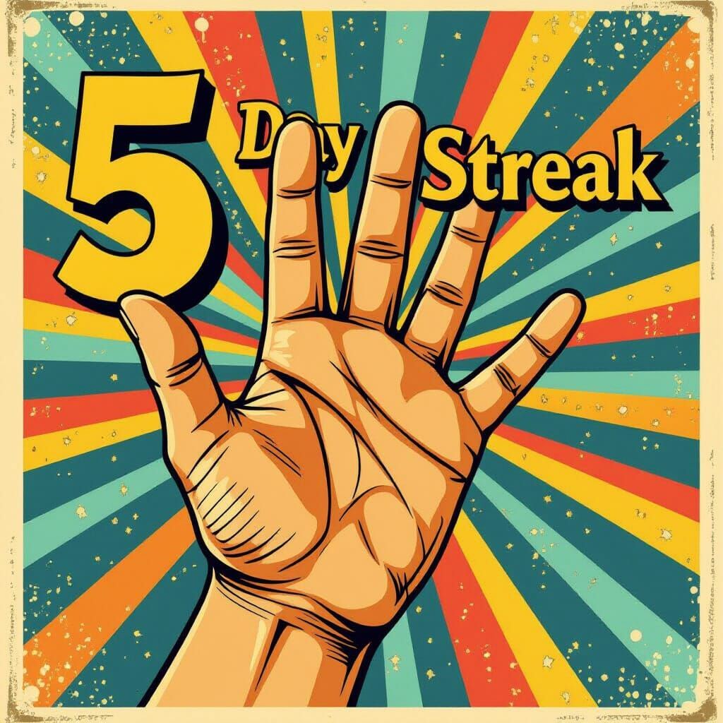 Vintage Travel Poster: Smiling Hand 'Five' Gesture