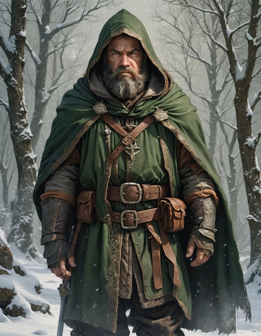 Dwarf Hunter in Snowy Landscape