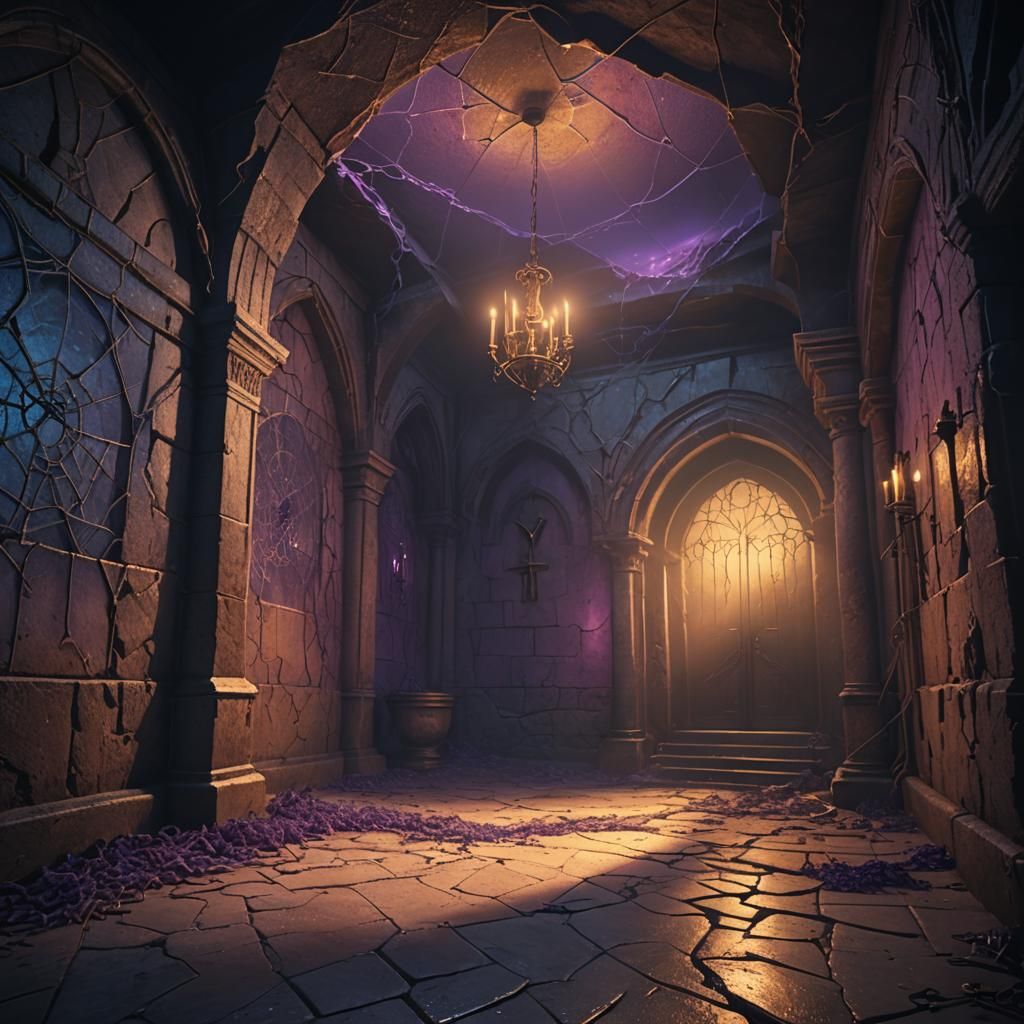 Eerie Crypt Room in Dark Fantasy Matte Painting