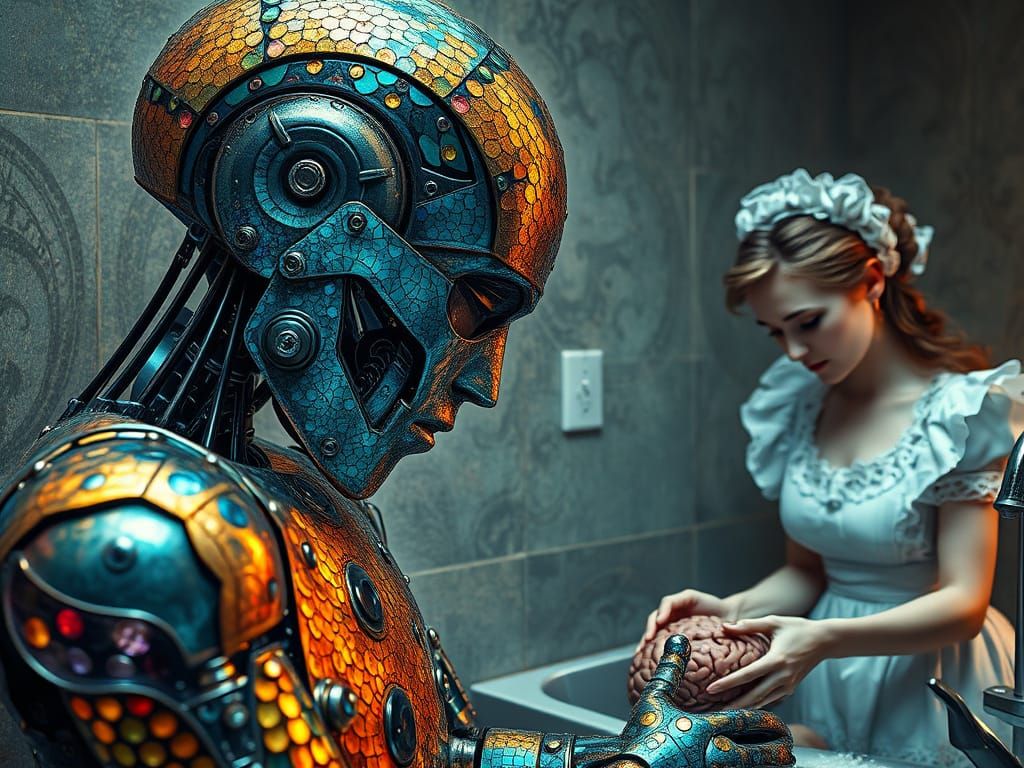 Shimmering Robot in Contemplation