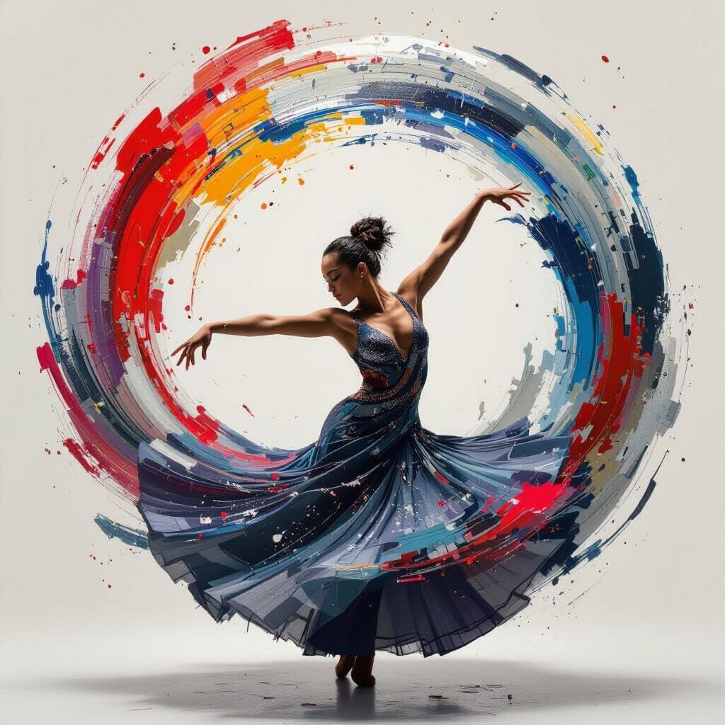 Dancer in Motion: Action Painting Style