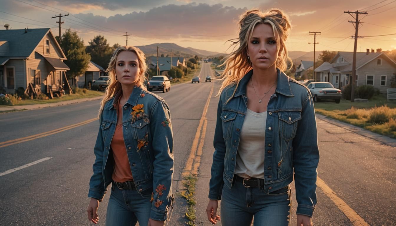 Woman at Rural Crossroads in Digital Fantasy Art