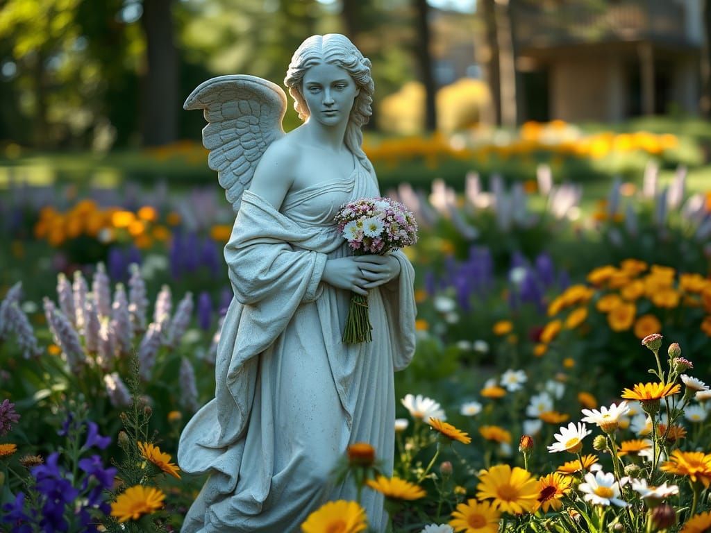 Goddess of Springtime in Vibrant Wildflower Field