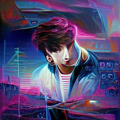 Synthwave Portrait in Retro Neon Style