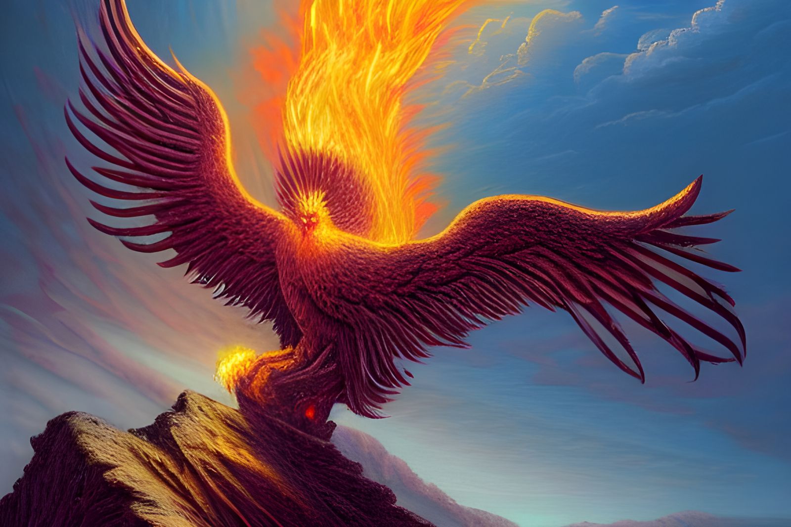 Phoenix Rising: Detailed Matte Painting in 8K