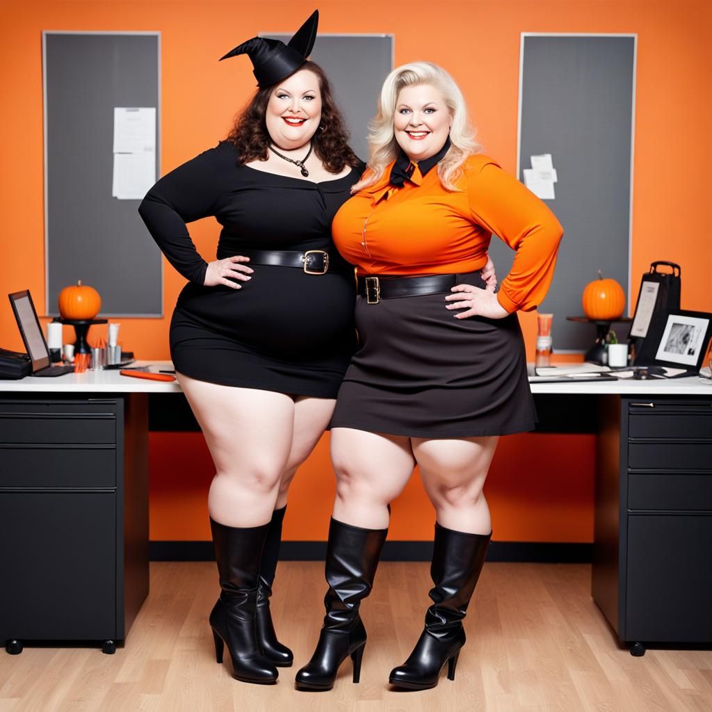 Chubby Witches in Office: Digital Art