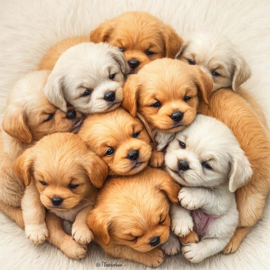 Cuddly Puppy Pile in Warm Cozy Bundle