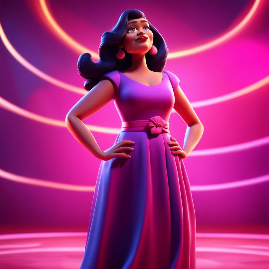 Glamorous Woman in Pixar-Inspired 3D Art