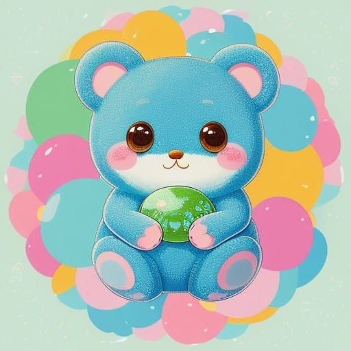 Whimsical Kawaii Creature in Pastel Hues