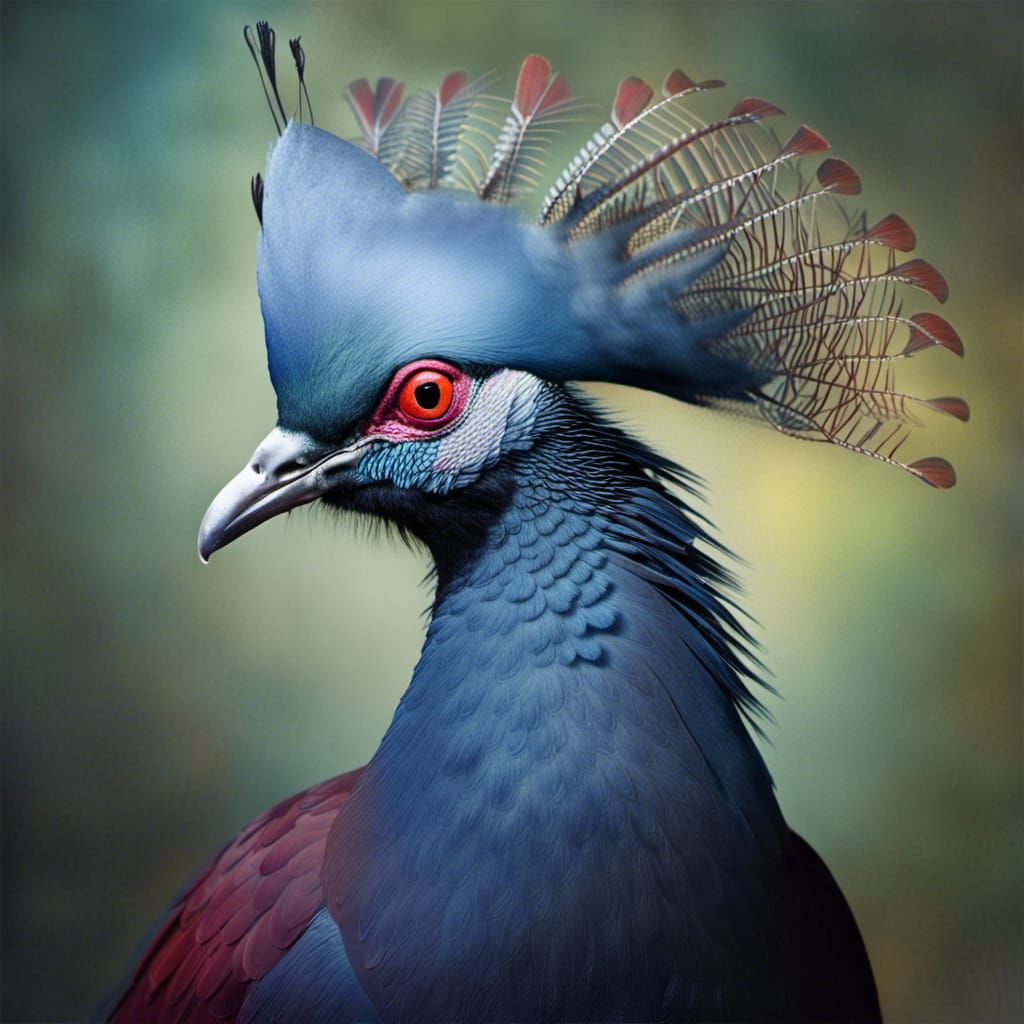Elegant Vivid Blue Victoria Crowned Pigeon Portrait