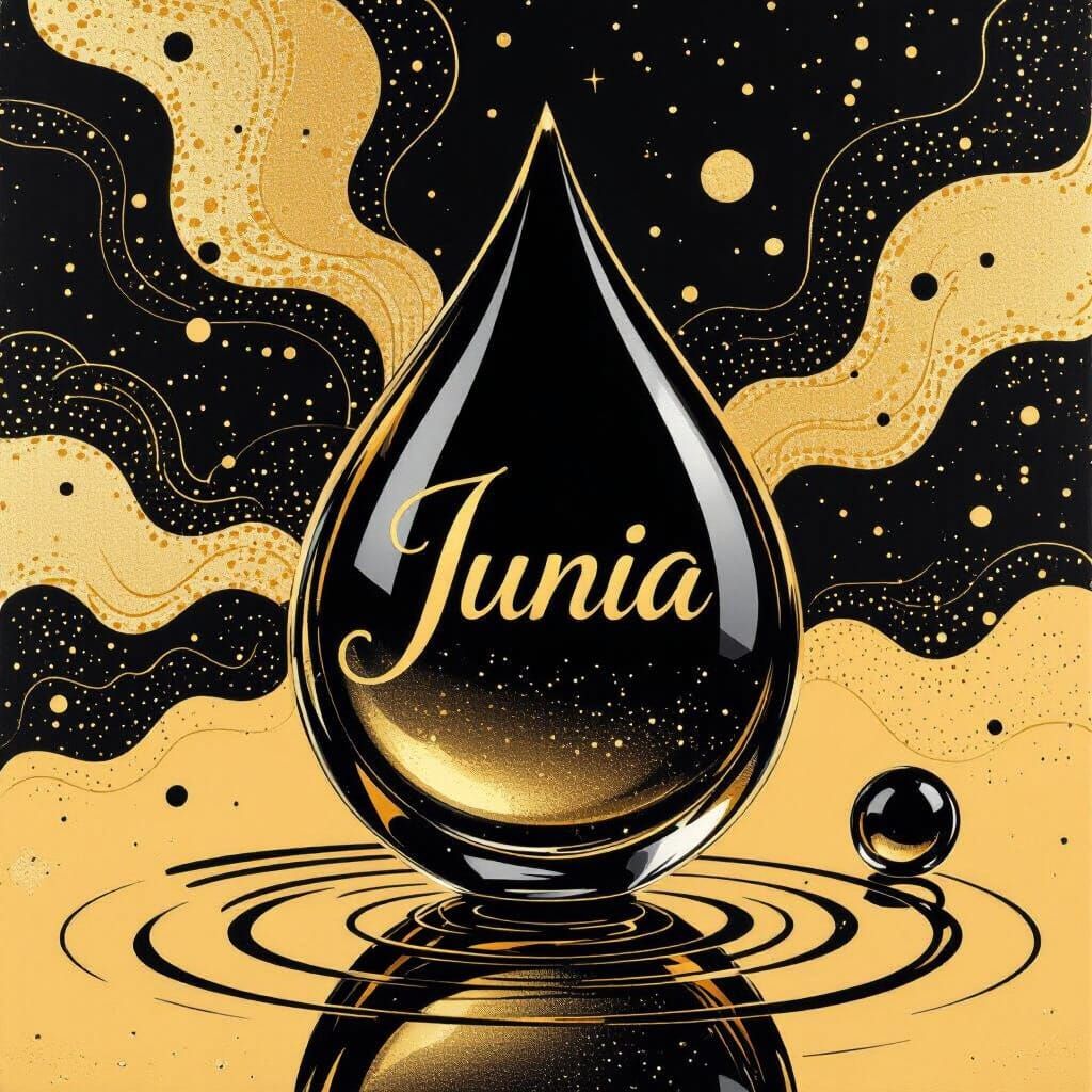 Elegant Black and Gold Perfume Logo with Water Droplet