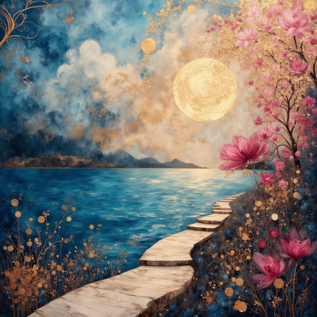 Stormy Ocean Landscape with Impasto Glaze Effect